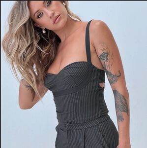 Princess Polly Black Pinstripe Top